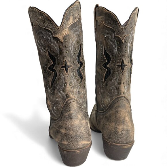 Laredo Leather Studded Western Cowgirl Snip Toe Boots Women's 10 M - Picture 9 of 14